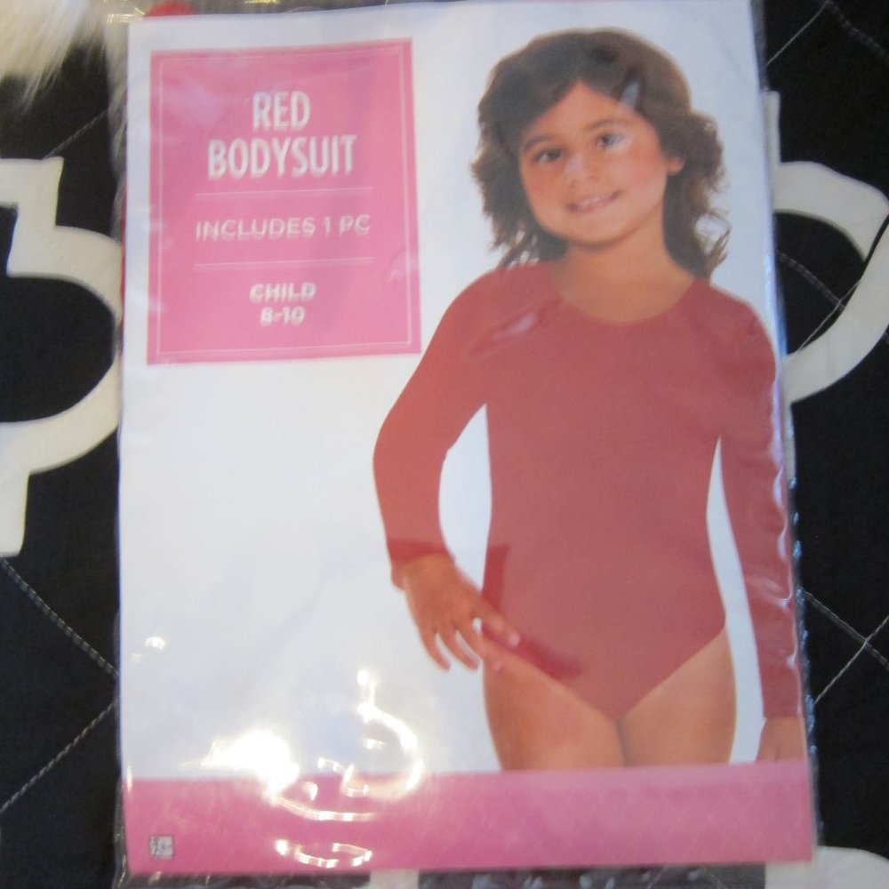 Girl's Long Sleeve Red bodysuit childs size 8-10   Costumes, dancing, exercise